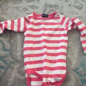 Ralph Lauren Pink Stripes Long Sleeve Onesie Size 12 month